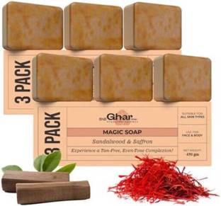 BNB Ghar Soaps Wood And Saffron Soap For Glowing & Refreshing Skin-PACK-6