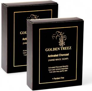 Golden Treez Charcoal Handmade Soap For Skin Brightening Natural Soap Pack of 2