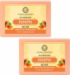 Ayusoul Ayurveda Khadi Herbal Natural Papaya Bath Soap for Soothing & Natural Skin