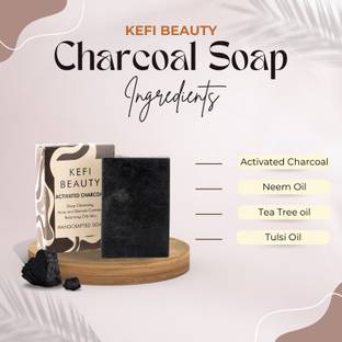 KEFI BEAUTY Activated Charcoal Soap with 99.9% Germ Protection & Deep Cleansing of Skin
