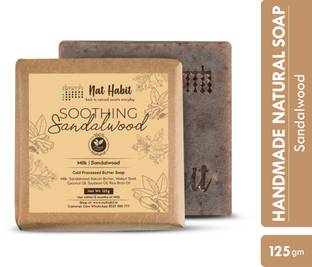 Nat Habit Soothing Sandalwood Soap - Exfoliates, Brightens Skin & Reduces Fine Lines