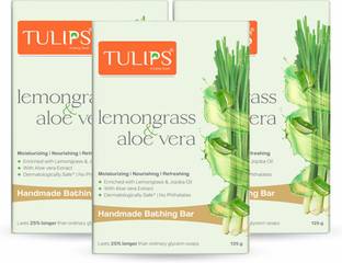 Tulips Moisturizing, Nourishing Refreshing Bathing Bar Soap with Lemongrass & Aloe Vera