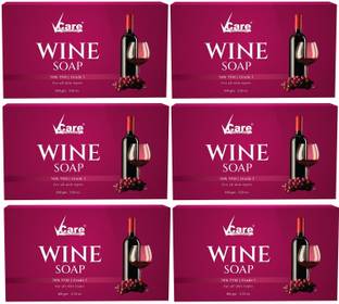 Vcare Red Wine Bathing Soap Bar for Body & Face 100g Reduce Fine Lines & Wrinkles PK6