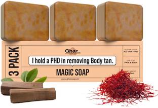 GharSoaps Wood And Saffron Soap For Glowing & Refreshing Skin (pack of 3)