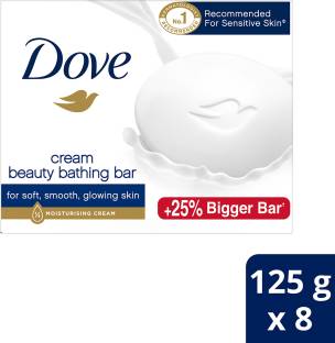 DOVE Cream Beauty Bathing Bar Soap, With Moisturising Cream (8 x 125 g)
