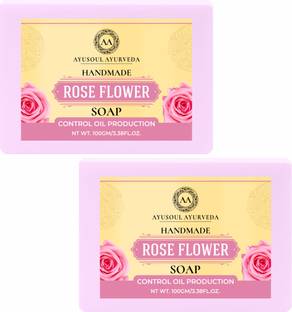 Ayusoul Ayurveda Khadi Herbal Natural Rose Bath Soap for Soothing & Natural Skin