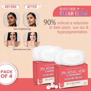 GLAMVEDA 2% Kojic Acid Skin Lightening Soap with Niacinamide | For Dark Spots