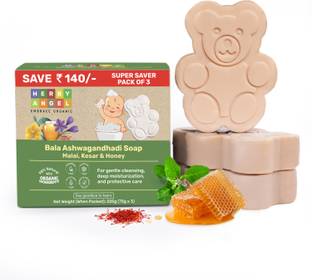 HERBY ANGEL Baby Soap - Natural Tear Free Soap with Bala Ashwagandhadi Oil, Kesar, Honey