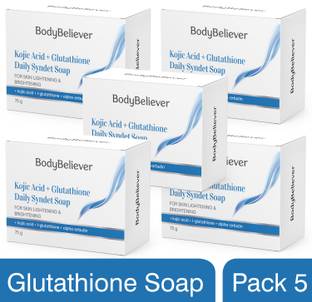 BodyBeliever Skin Lightening Soap with Kojic Acid, L-glutathione & Arbutin Daily Syndet Soap