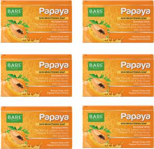 Bareskin Essentials Papaya Whitening Soap for Glowing Skin, DarkSpot & Acne Removal with Shea Butter