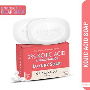 GLAMVEDA 2% Kojic Acid Skin Lightening Soap with Niacinamide | For Dark Spots