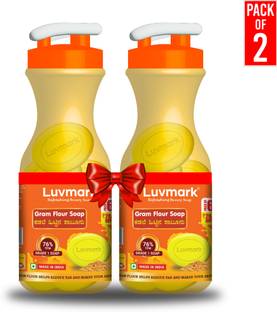 luvmark Gram Flour Soap with Sipper Bottle (75g x 6 soaps) - Pack of 2