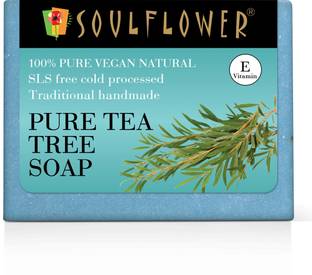 Soulflower Handmade Tea Tree Soap Bar | Moisturizes & Hydrates | Controls Acne & Pimple |