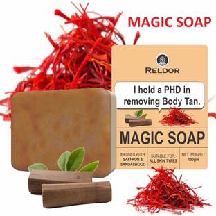 RELDOR Magic Milky soap Sandalwood and Saffron for Youthful, Glowing Skin (Pack of 1)