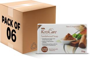 Kozicare Sandalwood Bath Soap for Younger Looking and Glowing Skin -75gm (Pack of 6)