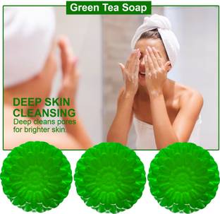 TERIHAR Green Tea Bath Soap for Face Deep Clean, (100 g) (100GM) (PACK OF 3)