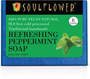 Soulflower Refreshing Peppermint Handmade Soap, For Oil Control & Uneven Skin Tone