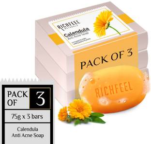 RICHFEEL Calendula Anti Acne Soap For Acne skin & Blemishes 75gm (Pack of 3)