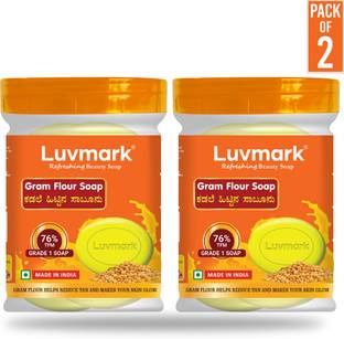 luvmark Gram Flour Soap with Jar (75g x 4 soaps) - Pack of 2