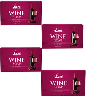 Vcare Red Wine Bathing Soap Bar for Men & Women 100g (Pack of 4) Pure & Gentle on Skin