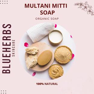 BLUEHERBS Multani Mitti Soap 100% Handmade For Reduce Your Pimples