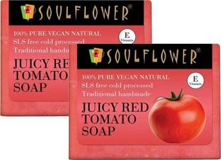 Soulflower Handmade Juicy Red Tomato Soap Bar | Moisturizes & Hydrates, Prevents Wrinkle |