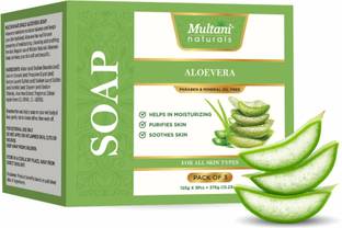 Multani Natural Aloe Vera Handmade Soap (Pack of 3) I Moisturize & Hydrate Skin-