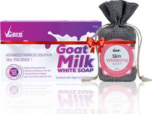Vcare Goat Milk Soap 125gm and Skin Whitening Soap 100gm, Bathing Soap (1+1 Combo)