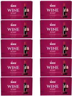 Vcare Red Wine Bathing Soap Bar for Men & Women 100g(Pack of 10) Pure & Gentle on Skin