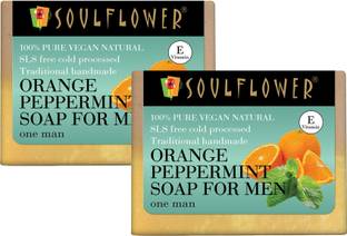 Soulflower Orange Peppermint Handmade Soap, Acne & Blemish Control, For Dead Skin