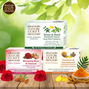 Nature League Natural Handmade Soap Combo of 3 | SLS,Paraben,Cruelty Free | With Natural Oils