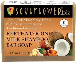 Soulflower Reetha Coconut Milk Shampoo Bar | For Hair Cleansing & Dandruff Control |