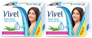 Vivel Aloe Vera Bathing Soap with Vitamin E for Soft, glowing Skin Combo Pack 8X150g