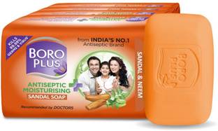 BOROPLUS Antiseptic And Moisturising Bathing Sandal Soap With Sandal & Neem | 125G Each