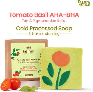 Nat Habit Tomato Basil Tan Removal Soap for Glowing Skin Cold Pressed Bath Soap