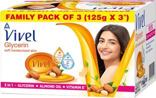 Vivel Glycerin Bathing Bar Soap with Pure Almond Oil & Vitamin E