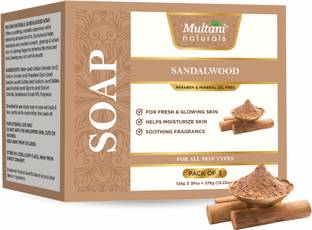 Multani Natural Sandalwood Handmade Soap (Pack of 3) | Hydrates & Rejuvenates Dry Skin -