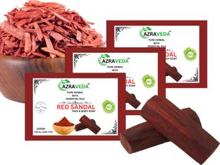 azraveda RED SANDAL HERBAL FACE & BODY SOAP ( PACK OF 3 )