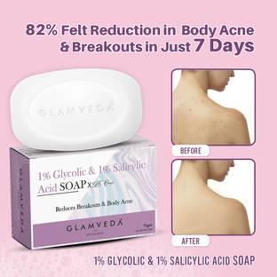 GLAMVEDA Anti Acne Glycolic & Salicylic acid soap| Reduces dark spot & Acne scars