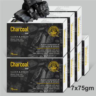 YUAR ESSENTIAL INDIA Hand Made activated charcoal for Deep Cleaning & Exfoliating (Pack of 7)