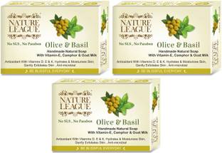 Nature League OLIVE & BASIL - Natural Handmade Soap,Chemical Free,Essential Oils,Goat Milk