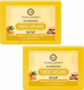 Ayusoul Ayurveda Natural Turmeric & Sandal Bath Soap for Skin Brightening