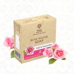 Khadi Essentials RoseWaterHandmadeHerbalSoapforHydrated,Soft&TonedSkinwithRoseExtracts