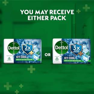 Dettol Icy Cool Bathing Soap Bar With 3x intense cooling 150g pack of 8