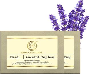 KHADI NATURAL Lavender & Ylang Ylang (with Lavender Flowers) Soap with Shea Butter (Pack of 2)