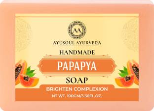 Ayusoul Ayurveda Khadi Herbal Natural Papaya Bath Soap for Soothing & Natural Skin