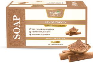 Multani Natural Sandalwood Handmade Soap (Pack of 5) | Hydrates & Rejuvenates Dry Skin -