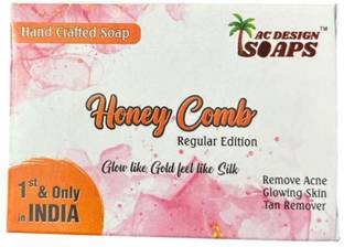 AC DESIGN Honey Comb Hand Crafted Soap Remove Acne Glowing Skin Tan Remover White