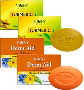 Sunny Herbals Derm Aid Soap-(75gmx2 pcs) and Turmeric Soap-(75gmx2 pcs)