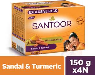 Santoor Skin Moisturizing Sandal & Turmeric Bathing Bar Soap For Soft & Youthful Skin
